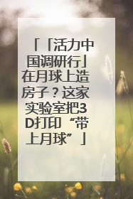 「活力中国调研行」在月球上造房子？这家实验室把3D打印“带上月球”