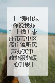 “爱山东·你说我办”上线！枣庄市市中区孟庄镇听民声办实事 政务服务暖心升级