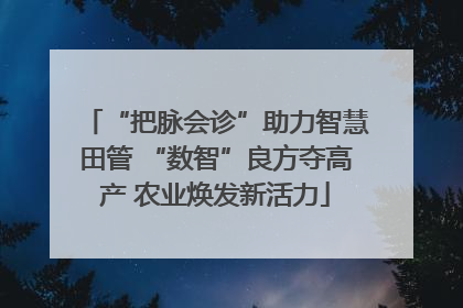 “把脉会诊”助力智慧田管 “数智”良方夺高产 农业焕发新活力