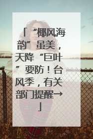 “椰风海韵”虽美，天降“巨叶”要防！台风季，有关部门提醒→