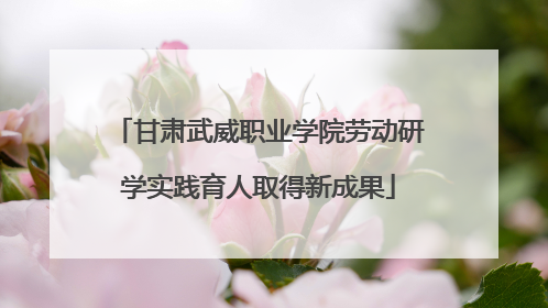 甘肃武威职业学院劳动研学实践育人取得新成果
