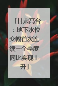 甘肃高台：地下水位变幅首次连续三个季度同比实现上升