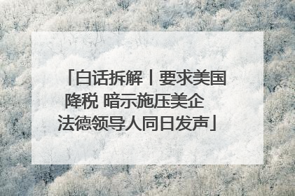 白话拆解丨要求美国降税 暗示施压美企 法德领导人同日发声