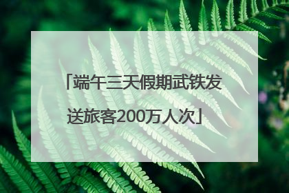 端午三天假期武铁发送旅客200万人次