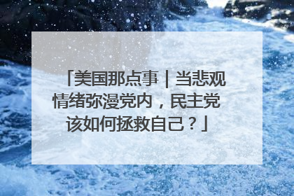 美国那点事｜当悲观情绪弥漫党内，民主党该如何拯救自己？