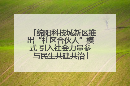 绵阳科技城新区推出“社区合伙人”模式 引入社会力量参与民生共建共治