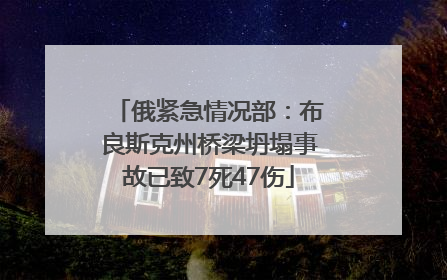 俄紧急情况部：布良斯克州桥梁坍塌事故已致7死47伤