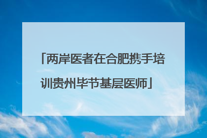 两岸医者在合肥携手培训贵州毕节基层医师
