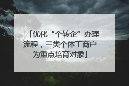 优化“个转企”办理流程，三类个体工商户为重点培育对象