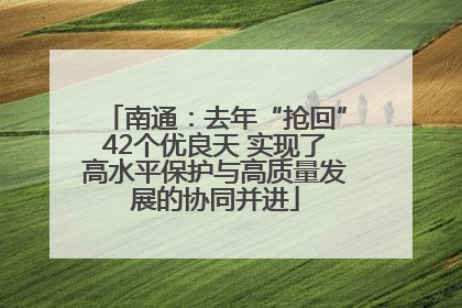 南通：去年“抢回”42个优良天 实现了高水平保护与高质量发展的协同并进