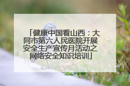 健康中国看山西：大同市第六人民医院开展安全生产宣传月活动之网络安全知识培训