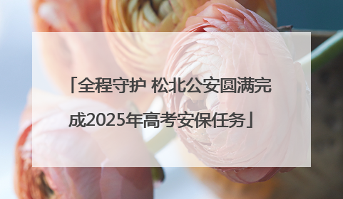 全程守护 松北公安圆满完成2025年高考安保任务