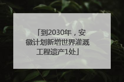 到2030年，安徽计划新增世界灌溉工程遗产1处