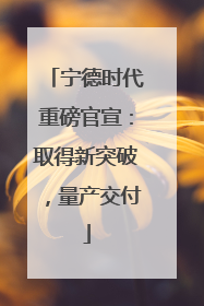 宁德时代重磅官宣：取得新突破，量产交付