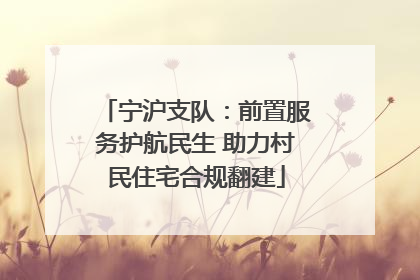 宁沪支队：前置服务护航民生 助力村民住宅合规翻建