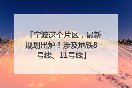 宁波这个片区，最新规划出炉！涉及地铁8号线、11号线