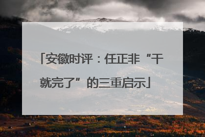 安徽时评：任正非“干就完了”的三重启示