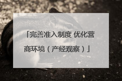 完善准入制度 优化营商环境（产经观察）