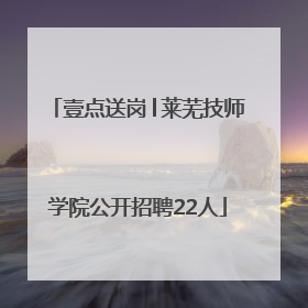 壹点送岗│莱芜技师学院公开招聘22人