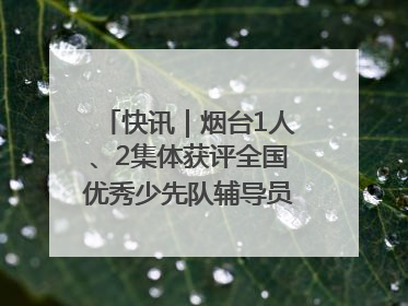 快讯｜烟台1人、2集体获评全国优秀少先队辅导员、集体荣誉称号