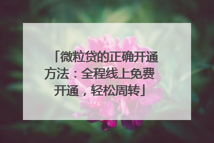 微粒贷的正确开通方法：全程线上免费开通，轻松周转