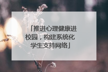 推进心理健康进校园，构建系统化学生支持网络