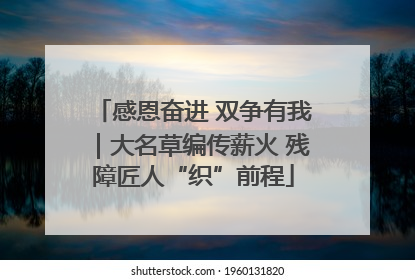 感恩奋进 双争有我｜大名草编传薪火 残障匠人“织”前程