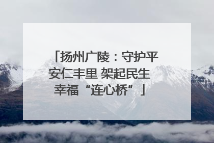 扬州广陵：守护平安仁丰里 架起民生幸福“连心桥”