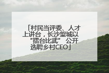 村民当评委、人才上讲台，长沙望城以“擂台比武” 公开选聘乡村CEO