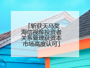 斩获天马奖 海信视像投资者关系管理获资本市场高度认可