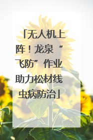 无人机上阵！龙泉“飞防”作业助力松材线虫病防治
