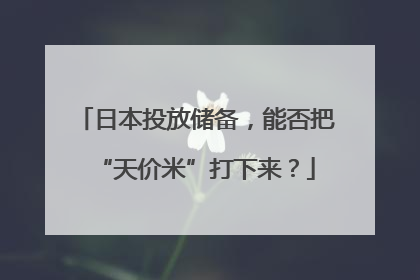 日本投放储备，能否把“天价米”打下来？