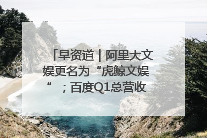 早资道｜阿里大文娱更名为“虎鲸文娱”；百度Q1总营收325亿元超预期