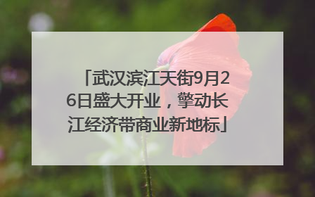 武汉滨江天街9月26日盛大开业，擎动长江经济带商业新地标