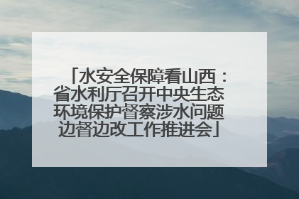 水安全保障看山西：省水利厅召开中央生态环境保护督察涉水问题边督边改工作推进会