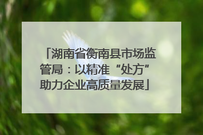 湖南省衡南县市场监管局：以精准“处方”助力企业高质量发展