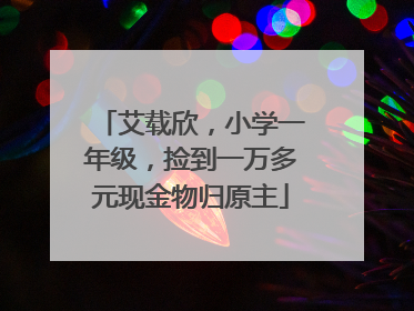 艾载欣，小学一年级，捡到一万多元现金物归原主