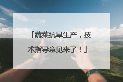蔬菜抗旱生产，技术指导意见来了！