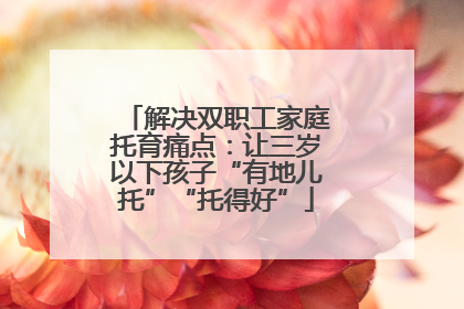 解决双职工家庭托育痛点：让三岁以下孩子“有地儿托”“托得好”