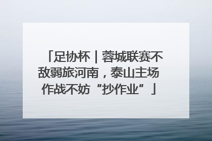 足协杯｜蓉城联赛不敌弱旅河南，泰山主场作战不妨“抄作业”