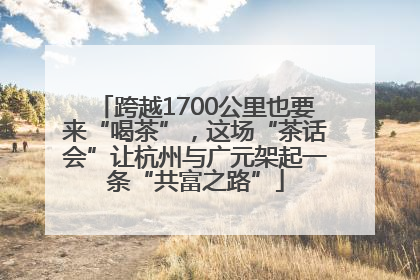 跨越1700公里也要来“喝茶”，这场“茶话会”让杭州与广元架起一条“共富之路”