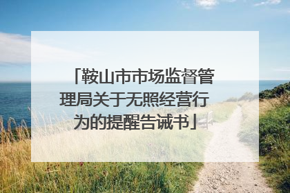鞍山市市场监督管理局关于无照经营行为的提醒告诫书