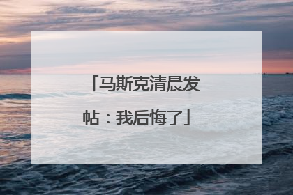 马斯克清晨发帖：我后悔了