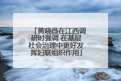 黄晓薇在江西调研时强调 在基层社会治理中更好发挥妇联组织作用