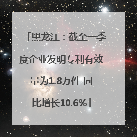 黑龙江：截至一季度企业发明专利有效量为1.8万件 同比增长10.6%