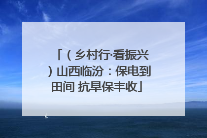 （乡村行·看振兴）山西临汾：保电到田间 抗旱保丰收