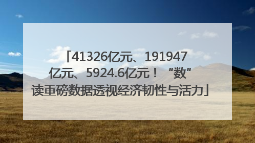 41326亿元、191947亿元、5924.6亿元！“数”读重磅数据透视经济韧性与活力
