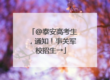 @泰安高考生，通知！事关军校招生→